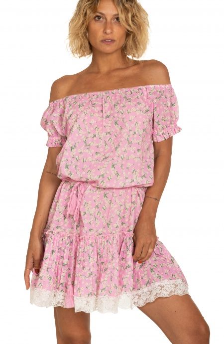 Pin Up Stars Abito Maniche A Palloncino Flower Print Offerte