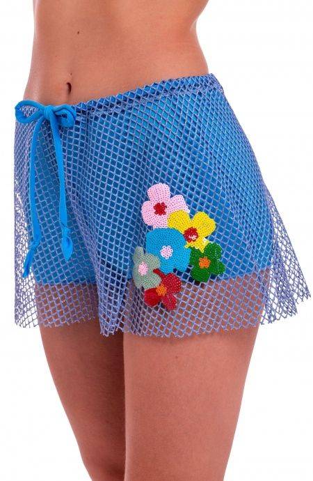 Pin Up Stars Short Rete Lurex Con Culotte Ricamo Fiori Paillettes Negozio