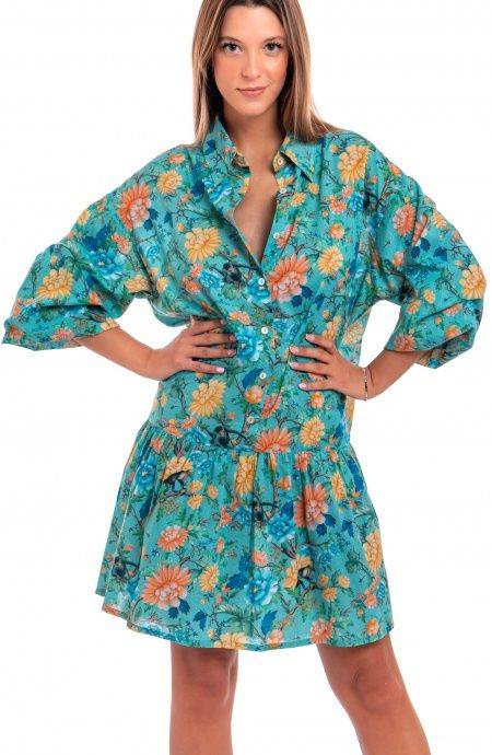 Pin Up Stars Abitino In Cotone Collo Camicia Stampa Monkey Nuovo