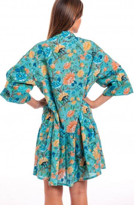 Pin Up Stars Abitino In Cotone Collo Camicia Stampa Monkey Nuovo