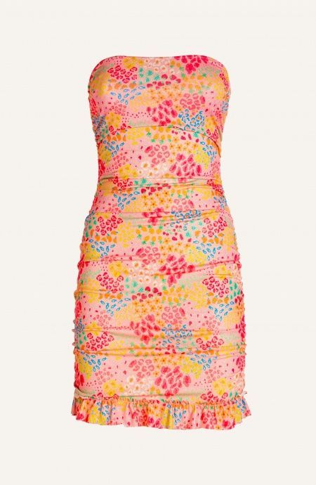 Pin Up Stars Tubino Off-Shoulders Arricciato Lurex Stampa Tutti Frutti Vendita