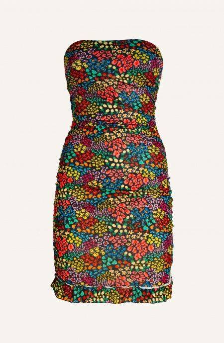 Pin Up Stars Tubino Off-Shoulders Arricciato Lurex Stampa Tutti Frutti Vendita