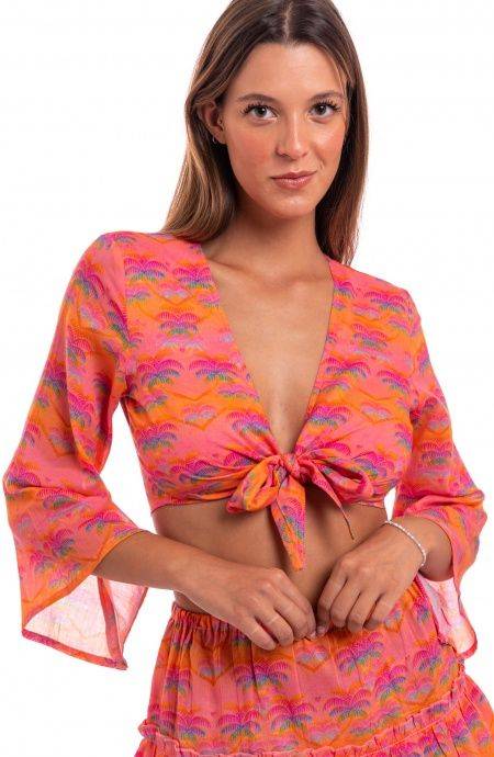 Pin Up Stars Crop Top Cotone Stampa Palmié Acquista Ora