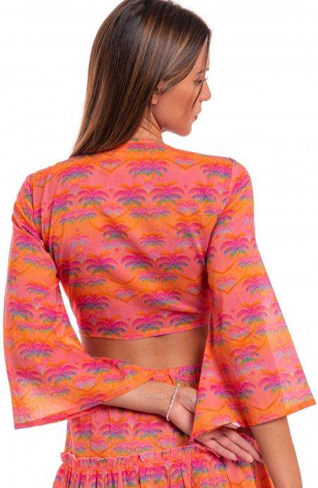 Pin Up Stars Crop Top Cotone Stampa Palmié Acquista Ora