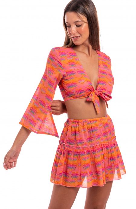 Pin Up Stars Crop Top Cotone Stampa Palmié Acquista Ora