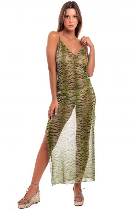 Pin Up Stars Abito Sottoveste Crepon Lamè Stampa Tigre Shopping Online