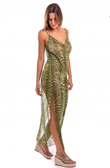 Pin Up Stars Abito Sottoveste Crepon Lamè Stampa Tigre Shopping Online