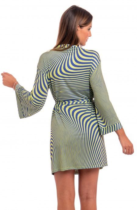 Pin Up Stars Vestito Aperto Jersey Stampa Optical Prezzo Ridotto