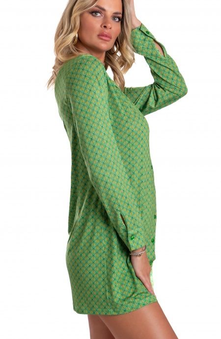 Pin Up Stars Chemisier in Jersey Stampa Squame Sconto