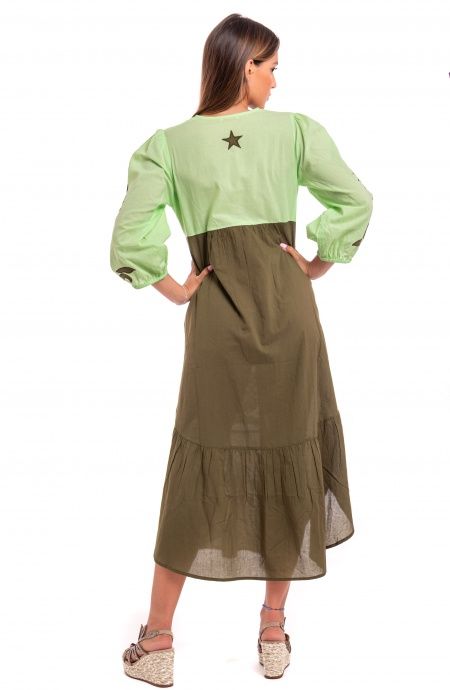 Pin Up Stars Abito Ricamato Manica Lunga Cotone Pineapple Patch Offerta