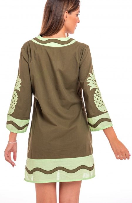 Pin Up Stars Tunichetta Ricamata Pineapple Patch in Cotone Economico