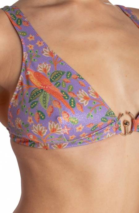 Pin Up Stars TOP BIKINI BRASSIERE CON ACCESSORIO STAMPA FLOWER BIRD Moda