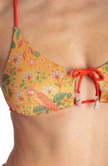 Pin Up Stars TOP BIKINI TRIANGOLO IMBOTTITO CON CONCHIGLIE STAMPA FLOWER BIRD 2025