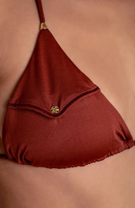 Pin Up Stars TOP BIKINI TRIANGOLO IMBOTTITO CON TASCHINO TINTA UNITA Sconto