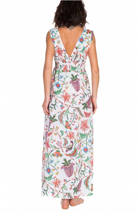 Pin Up Stars Long Dress Con Spacchi Stampa Camaleonte Vendite Flash