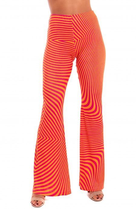 Pin Up Stars Pantalone a Zampa Jersey Stampa Optical Promozione