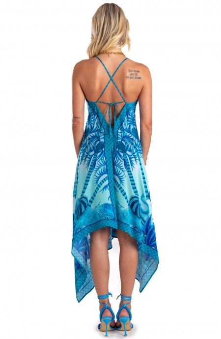 Pin Up Stars Abito Foulard Raso di Viscosa Palm Paradise Latest stili