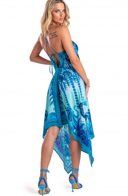 Pin Up Stars Abito Foulard Raso di Viscosa Palm Paradise Latest stili