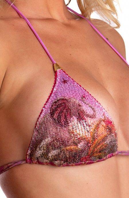 Pin Up Stars Bikini Triangolo Imbottito Palm Paradise Piquet Lurex e Paillettes Saldi