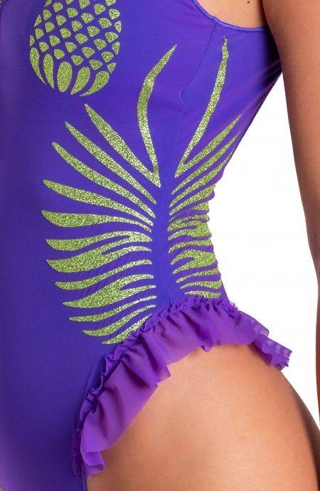 Pin Up Stars Costume Intero Tulle Stampa Ananas Lurex Saldi