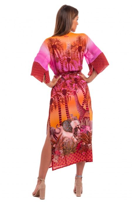 Pin Up Stars Kimono Mussola di Viscosa Palm Paradise Vendita
