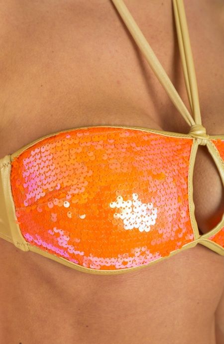 Pin Up Stars Bikini Fascia Goccia Centroseno Slip Fiocchi Bicolor Paillettes Nuovi prodotti