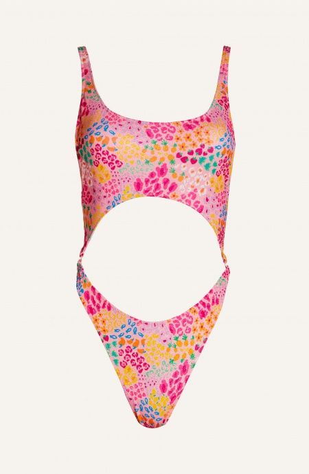 Pin Up Stars Costume Intero Oblò Lurex Stampa Tutti Frutti