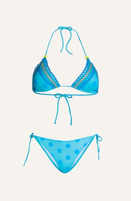 Pin Up Stars Bikini Triangolo Imbottito Slip Brasiliana Ricamo Passamaneria Pois Fino Al -60%