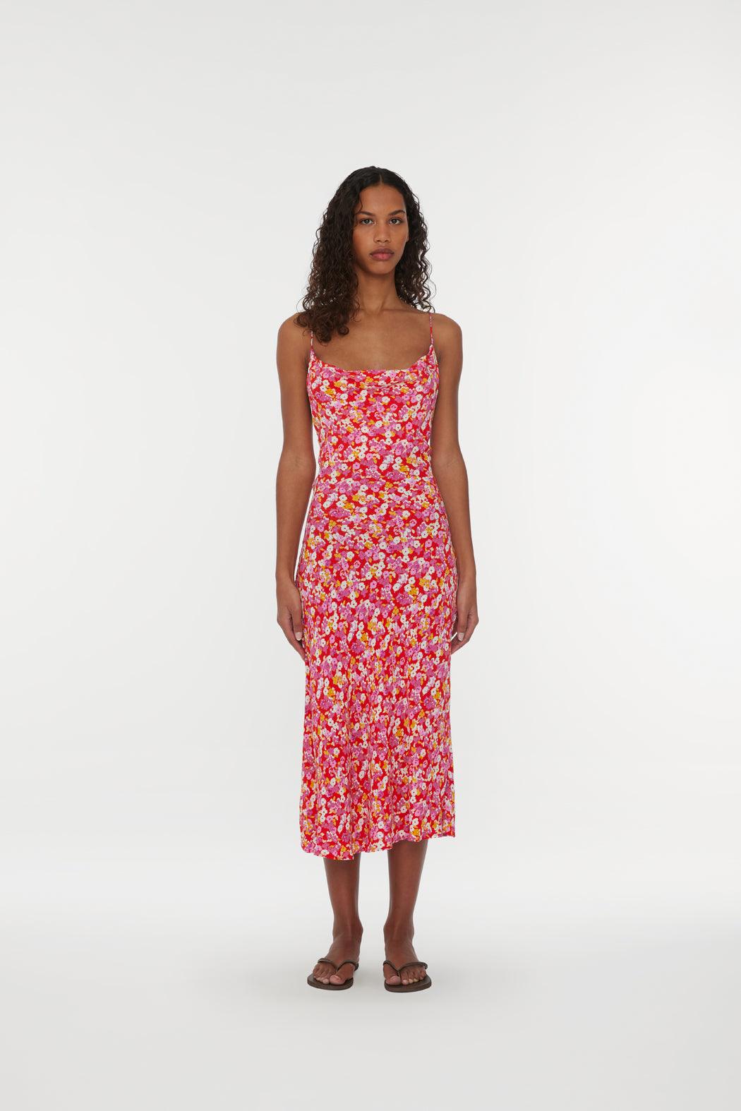 Reina Olga Jacquard Midi Strap Dress Qualità Garantita
