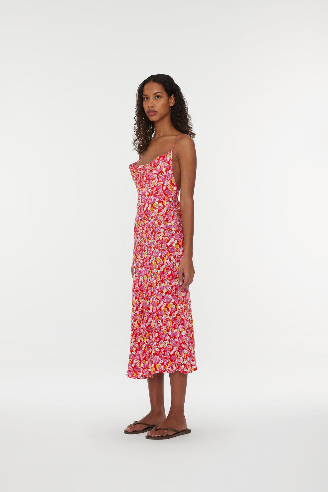 Reina Olga Jacquard Midi Strap Dress Qualità Garantita