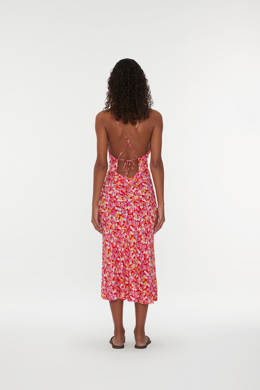 Reina Olga Jacquard Midi Strap Dress Qualità Garantita