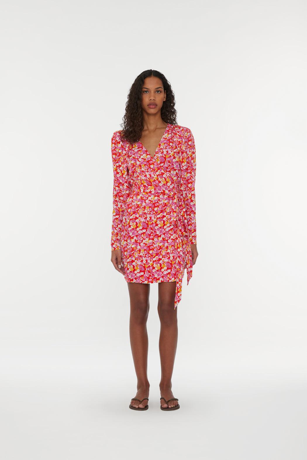 Reina Olga Jacquard Mini Wrap Dress Fino Al -60%