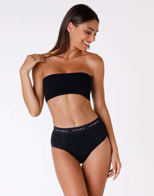 Lovable Slip alto da ciclo lavabile flusso abbondante in cotone biologico certificato, nero Spedizione Gratuita