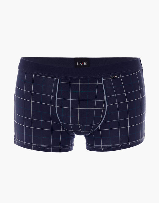 Lovable Boxer Casual Stretch Cotton in cotone elasticizzato, blu navy con stampa a quadri Sottocosto