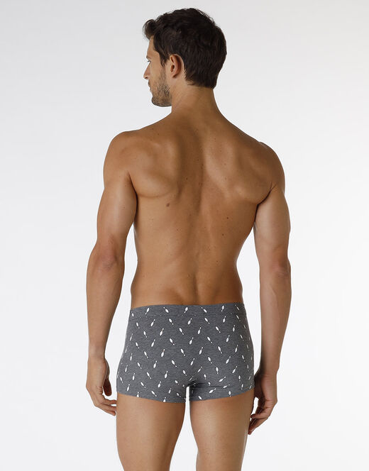 Lovable Boxer Printed Stretch Cotton in cotone elasticizzato, grigio melange stampato Economico