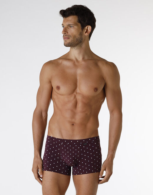 Lovable Boxer Classic Cotton Modal, bordeaux con stampa geometrica In Vendita