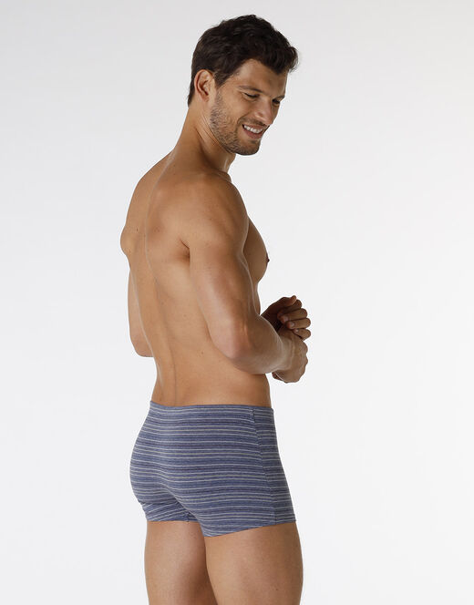 Lovable Boxer Rephined Cotton Modal, blu melange a righe Negozio