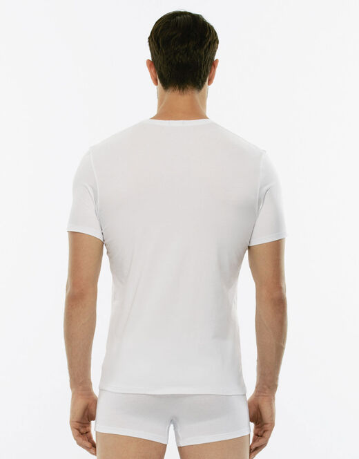 Lovable T-Shirt uomo con scollo a V profondo Supima Premium Cotton, bianco Moda