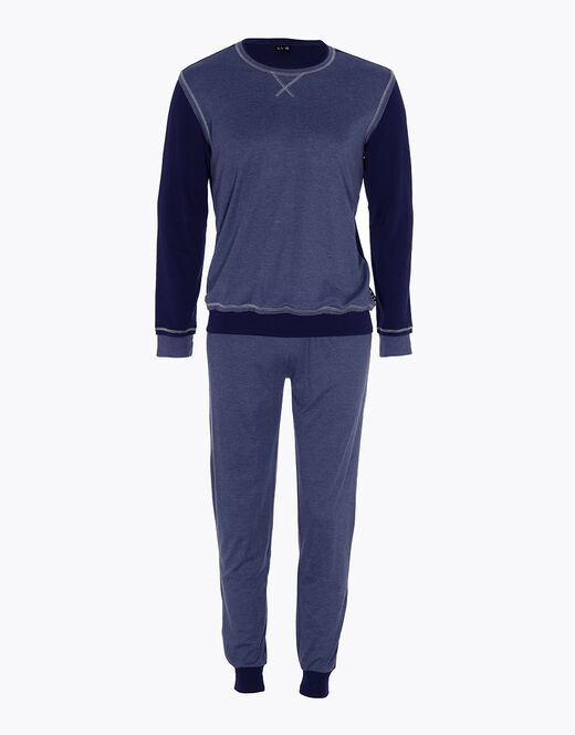 Lovable Pigiama lungo in Interlock filato melange, blu navy e blu melange Offerte
