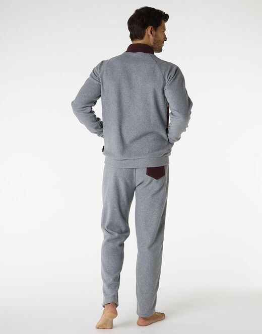 Lovable Homewear aperto in pile, grigio melange scuro e bordeaux Moda