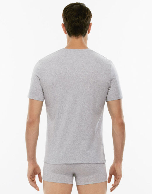Lovable T-shirt girocollo Supima Premium Cotton in cotone elasticizzato, grigio melange Consegna Veloce