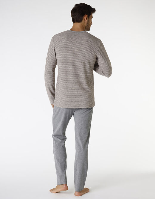Lovable Pigiama lungo in interlock, corda scuro e grigio Promozione Limitata