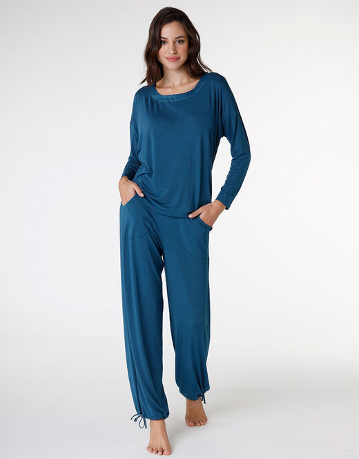 Lovable Pigiama lungo in jersey di modal, blu petrolio Online