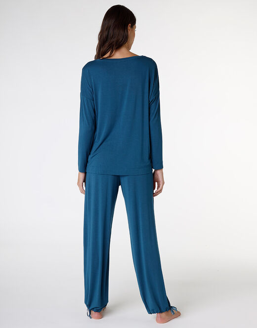 Lovable Pigiama lungo in jersey di modal, blu petrolio Online