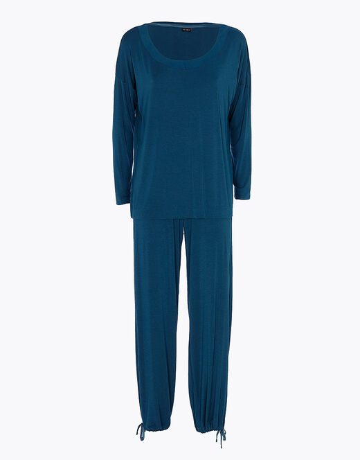 Lovable Pigiama lungo in jersey di modal, blu petrolio Online