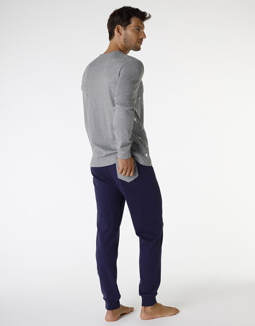 Lovable Pigiama lungo in cotone, grigio melange scuro stampa bowling Nuova