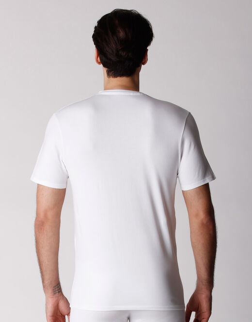 Lovable T-shirt scollo a V uomo in cotone biologico, confezione x2 bianco In Linea
