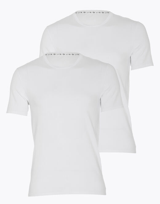 Lovable T-shirt scollo a V uomo in cotone biologico, confezione x2 bianco In Linea