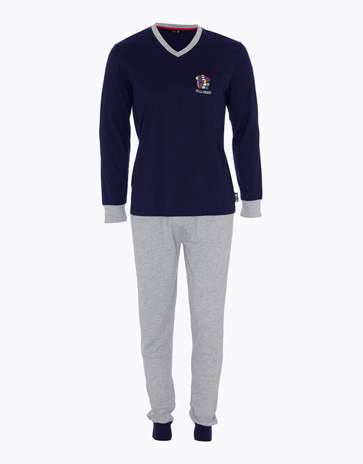 Lovable Pigiama in jersey di cotone, blu navy e grigio melange Pezzi Unici