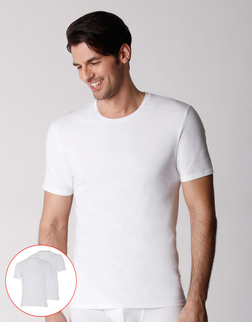 Lovable T-shirt girocollo uomo bipack in cotone biologico, bianco Outlet